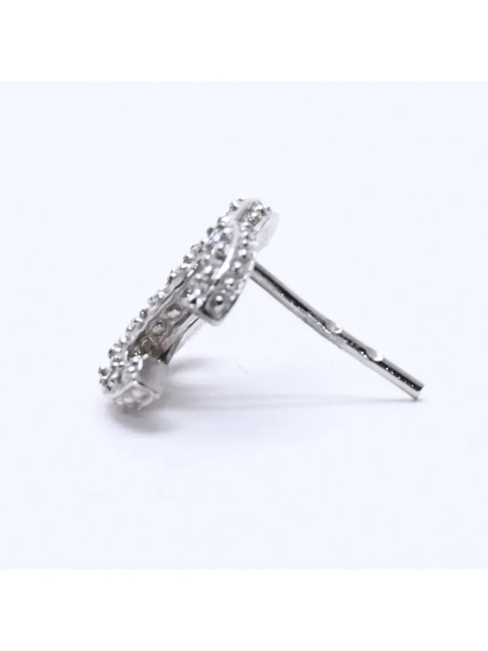 Chanel CC Logo Earrings 15 Rhinestone Metal Silver Clear